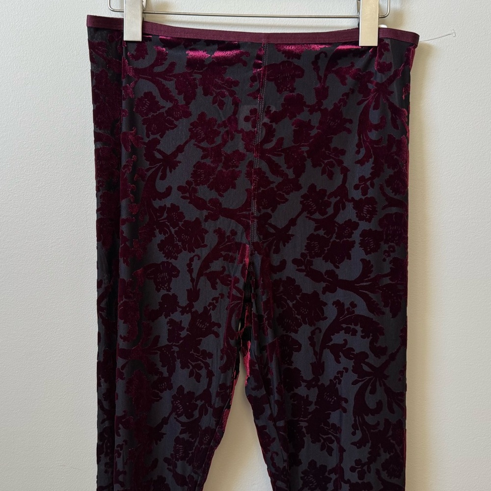 Intimately Free People (NWT) Magic hour burnout velvet red black mesh leggings 💜 - Picture 4 of 8
